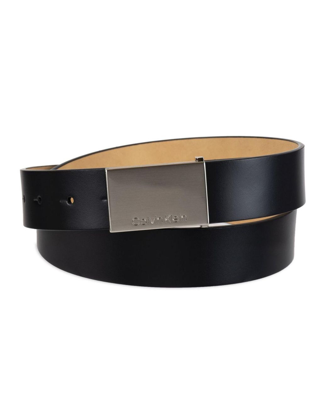 Calvin Klein Synthetic Casual Belt With Engraved Plaque Buckle in Black ...