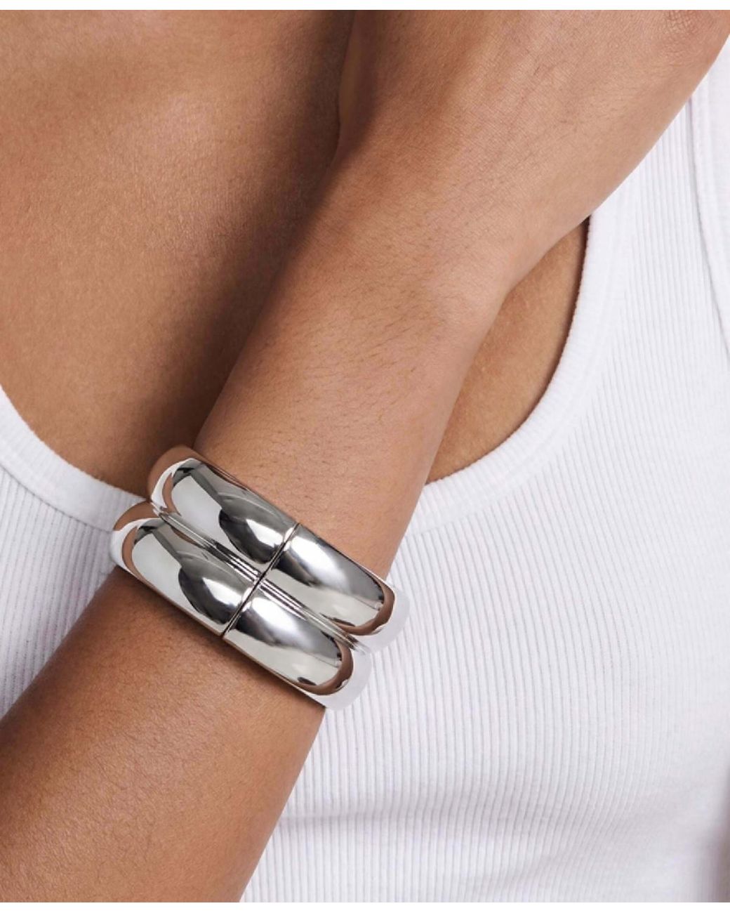 Ettika White Simple Stack Bangle Bracelet Set