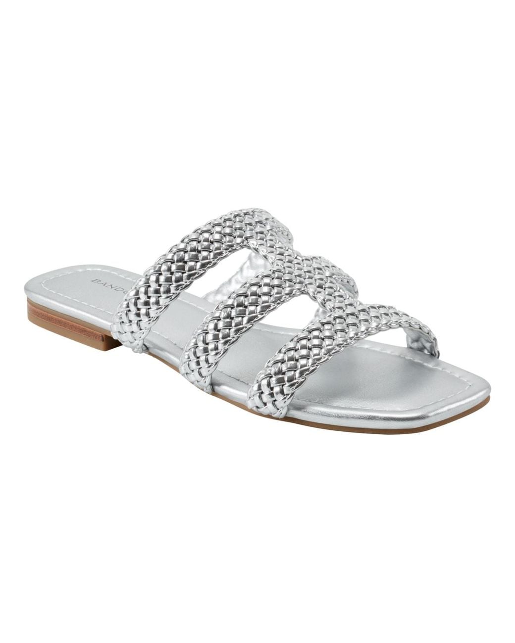 Bandolino White Sumer Woven Caged Flat Slide Sandals