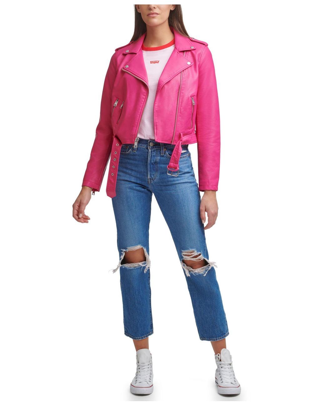 Levi's Fauxleather Moto Jacket in Berry Pink (Pink) Lyst