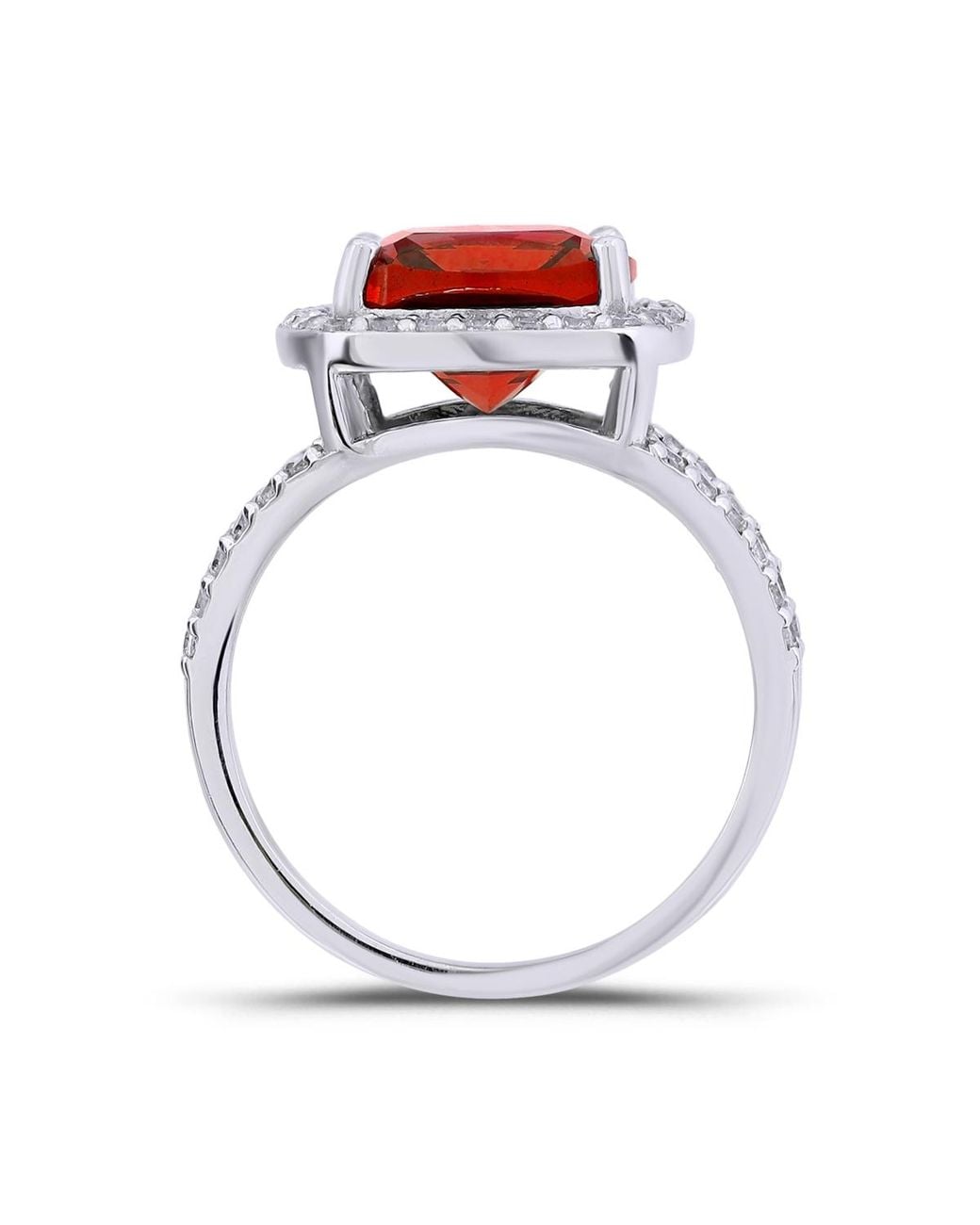 Macy's Red Cushion Cut Created Ruby Halo Statement Ring