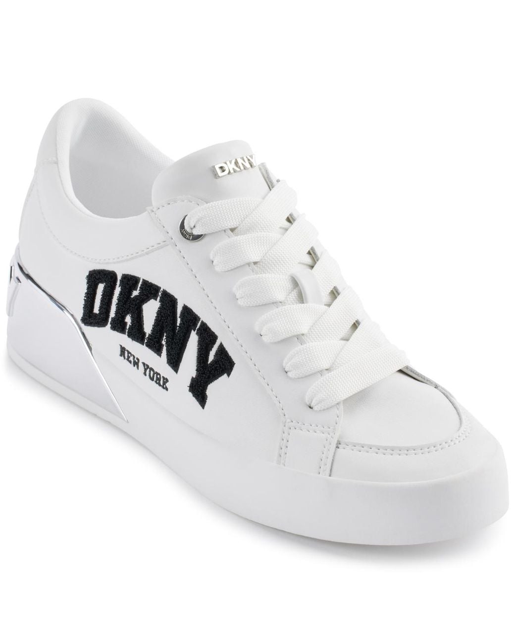 DKNY White Maben Varsity Lace-up Sneakers