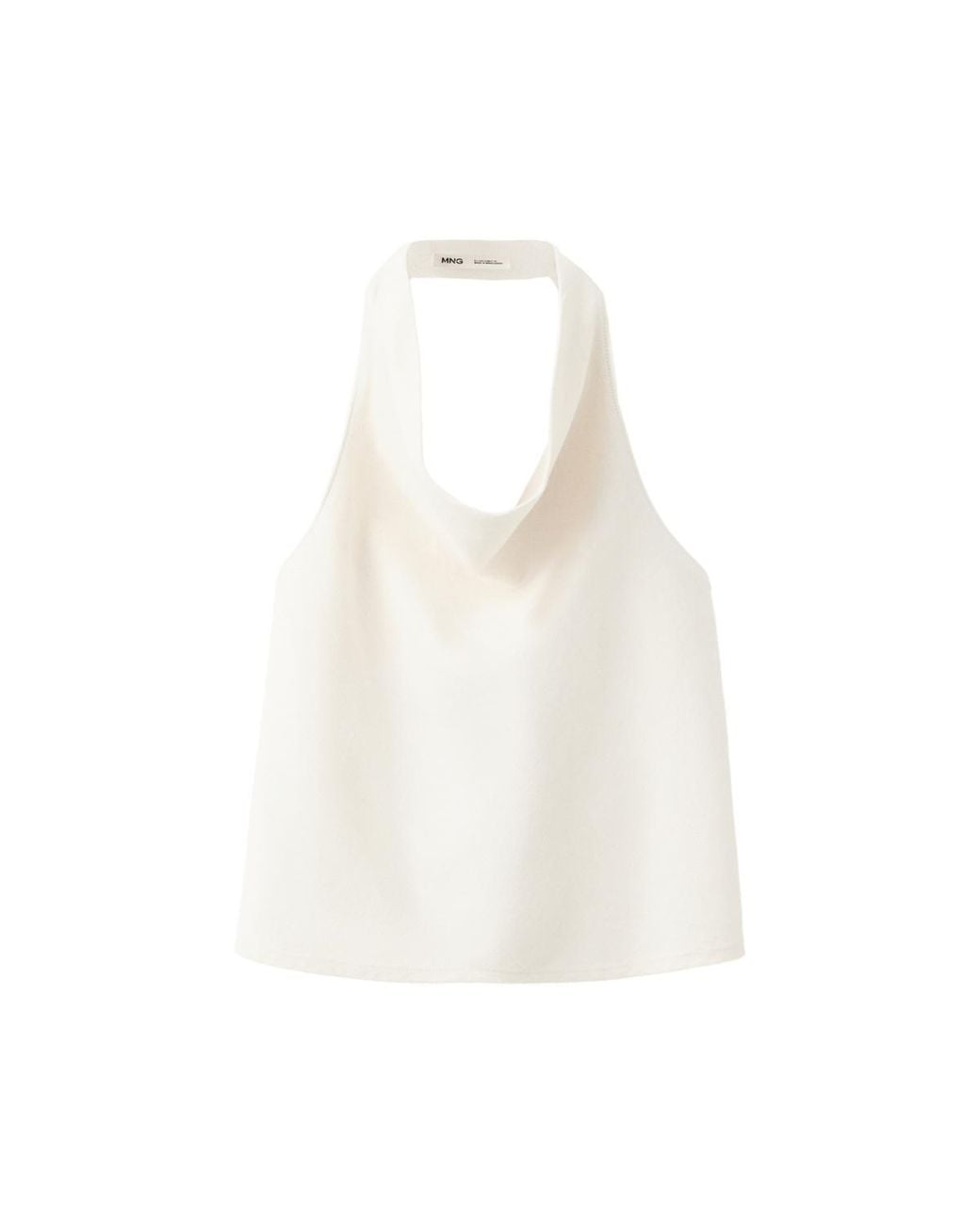 Mango White Draped Halter Top