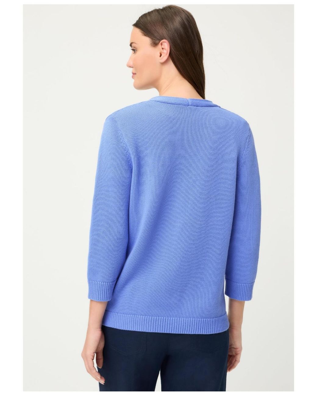 Olsen Blue Solid V-neck Cardigan
