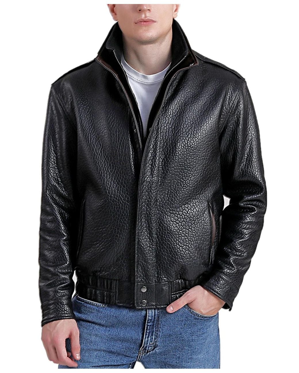 BGSD Black Men Brandon Leather Bomber Jacket for men