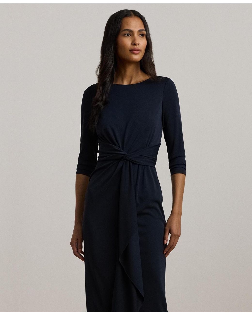 Ralph Lauren Twist-front Stretch Jersey Midi Dress in Blue