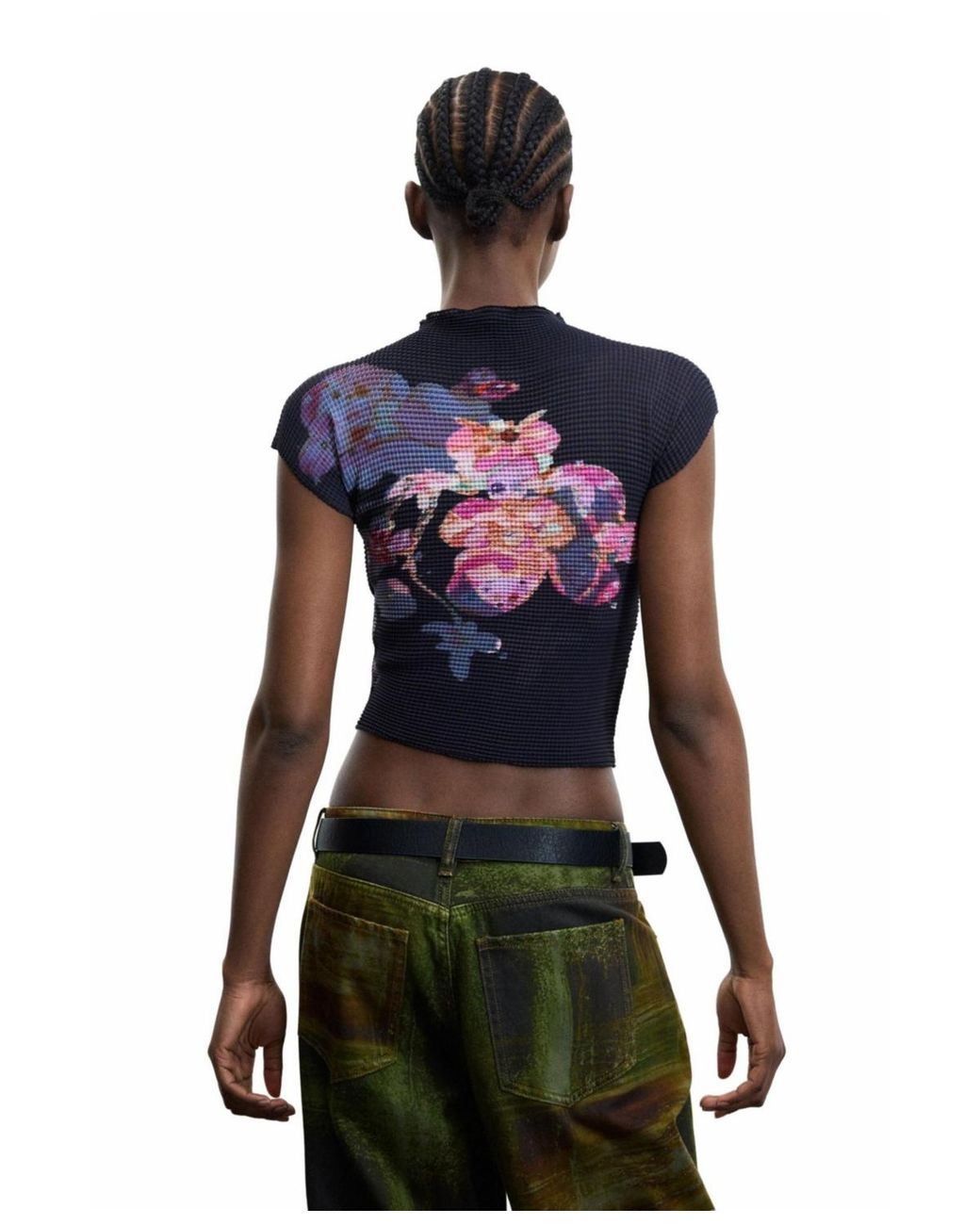 Desigual Blue Printed High Neck Blouse