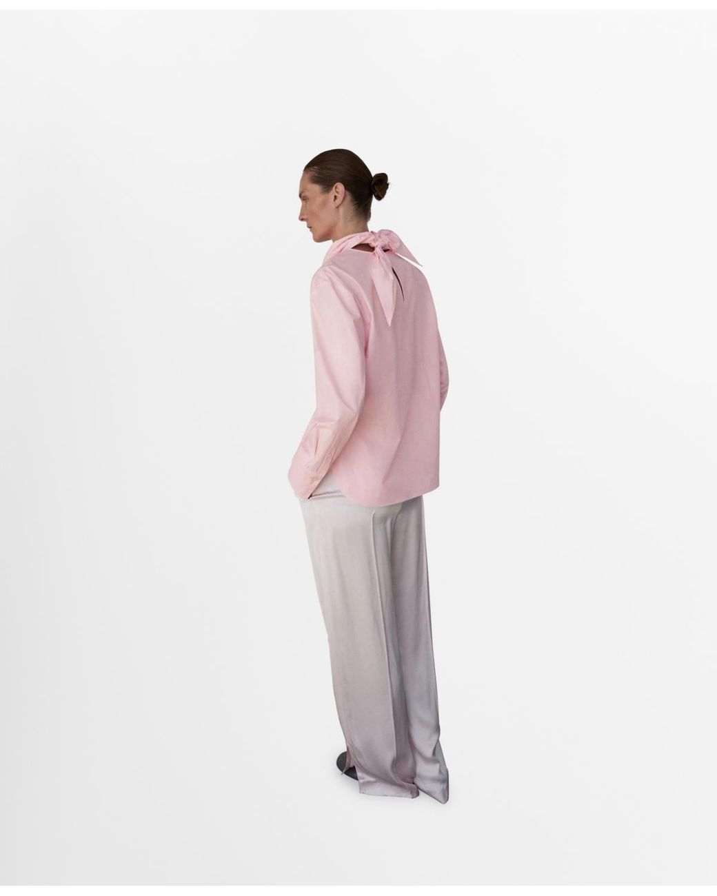 Mango Pink Side Slit Satin Pants