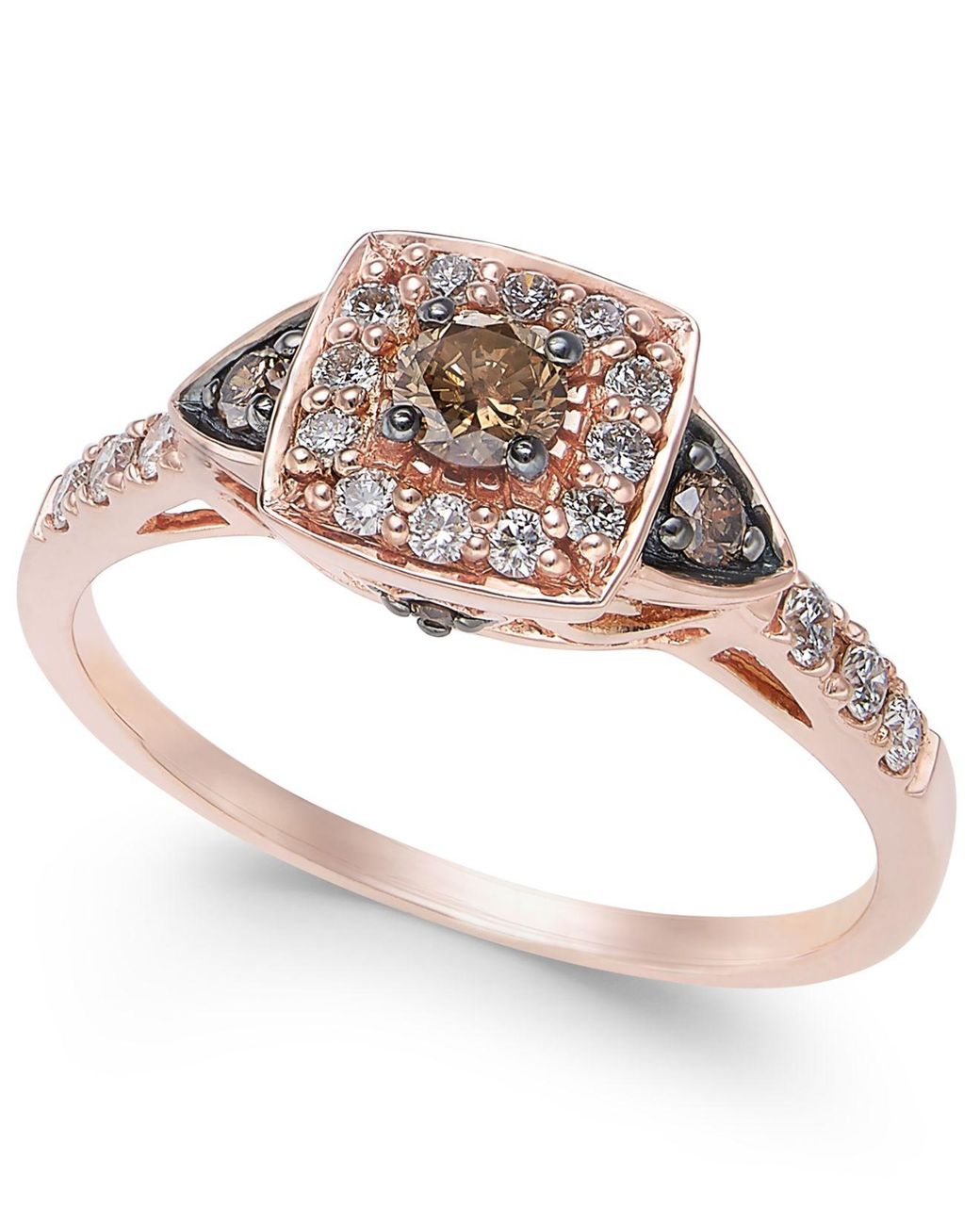 Le Vian Chocolate By Petite Chocolate And White Diamond Ring (3/8 Ct. .)  In 14k Rose Gold in Metallic | Lyst