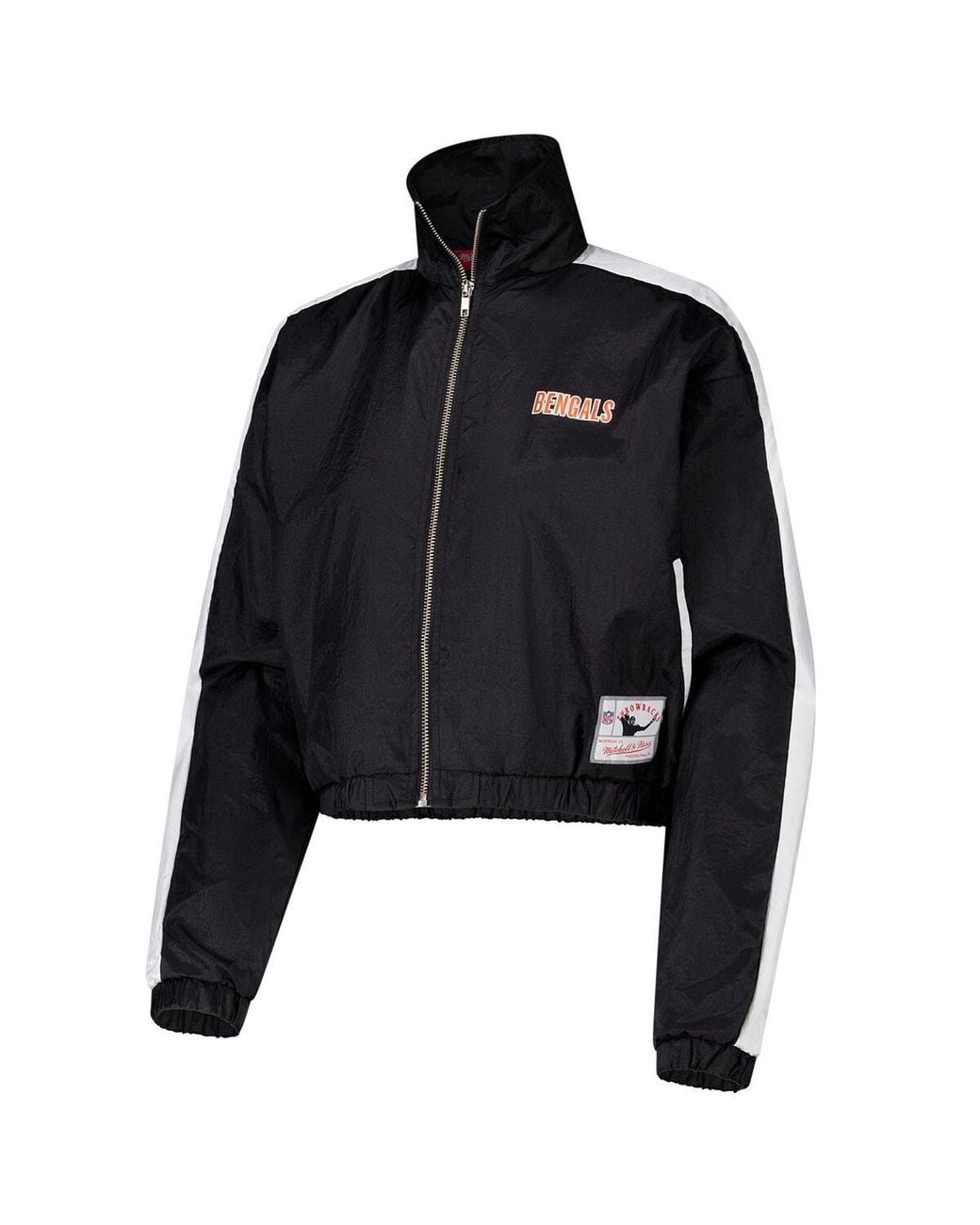 Mitchell & Ness Black Cincinnati Bengals Nylon Cropped Full-zip Jacket