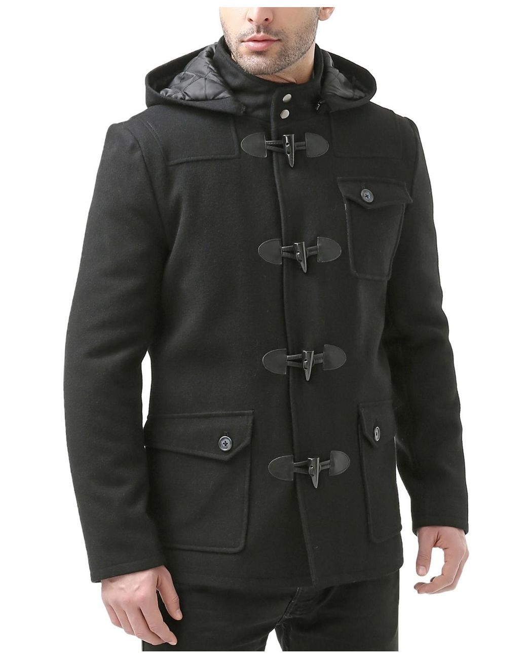 BGSD Black Men Nathan Wool Blend Short toggle Coat for men