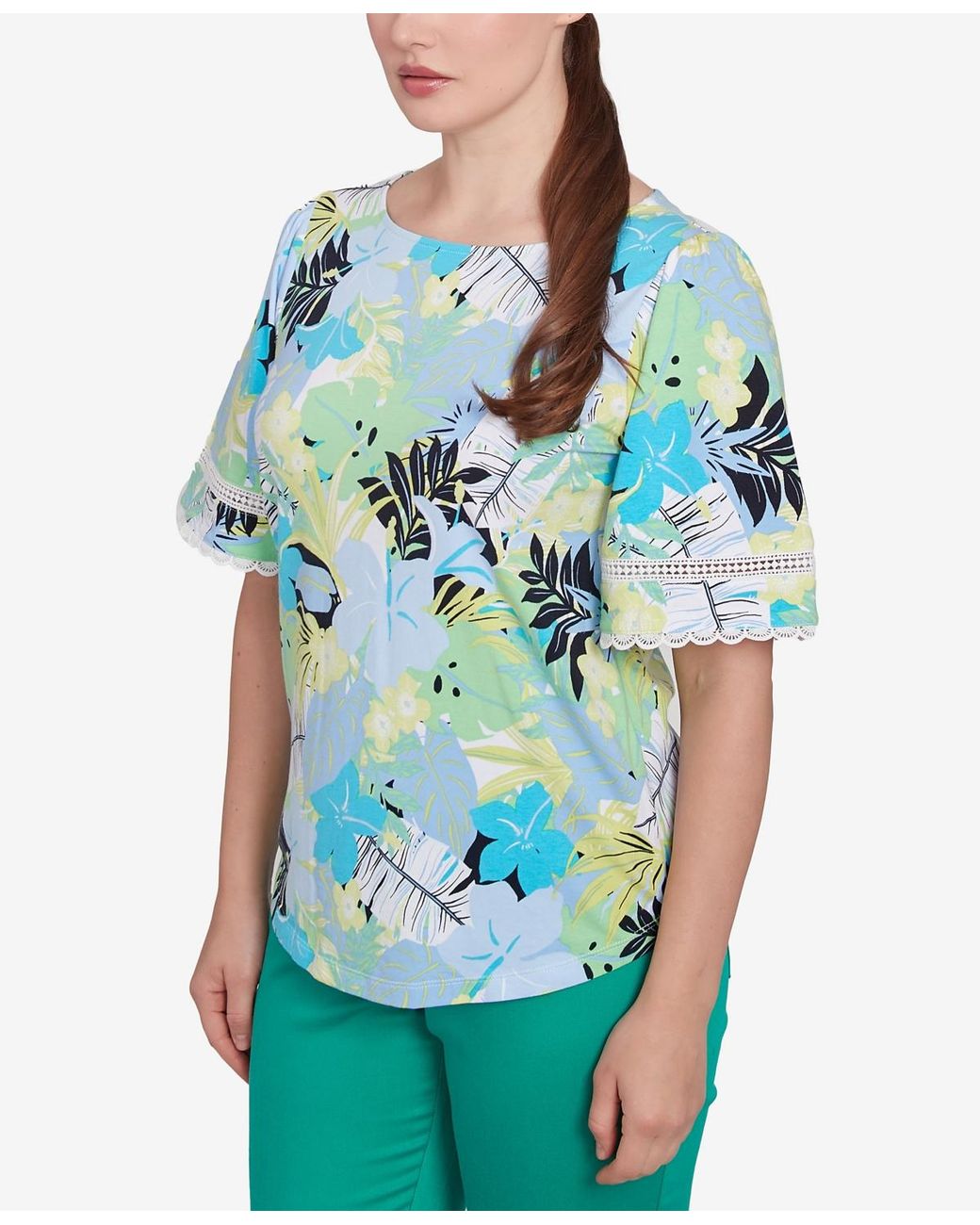 Ruby Rd. Petite Tropical Layered Print T Shirt in Blue | Lyst