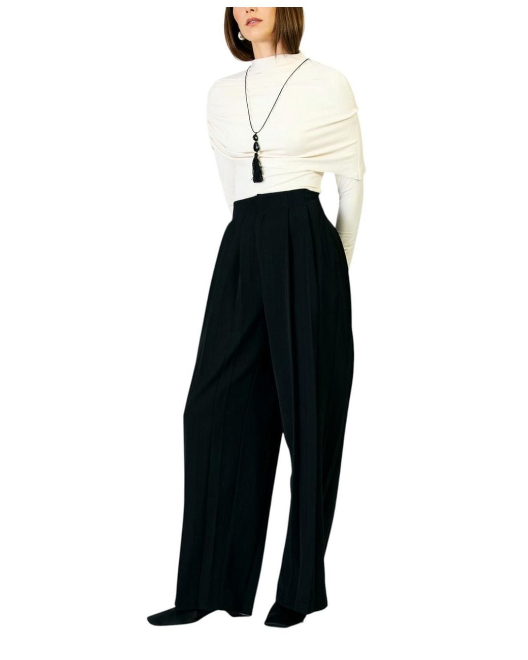 Line & Dot Angeli Mock Neck Long-sleeve Cape-style Top in White | Lyst