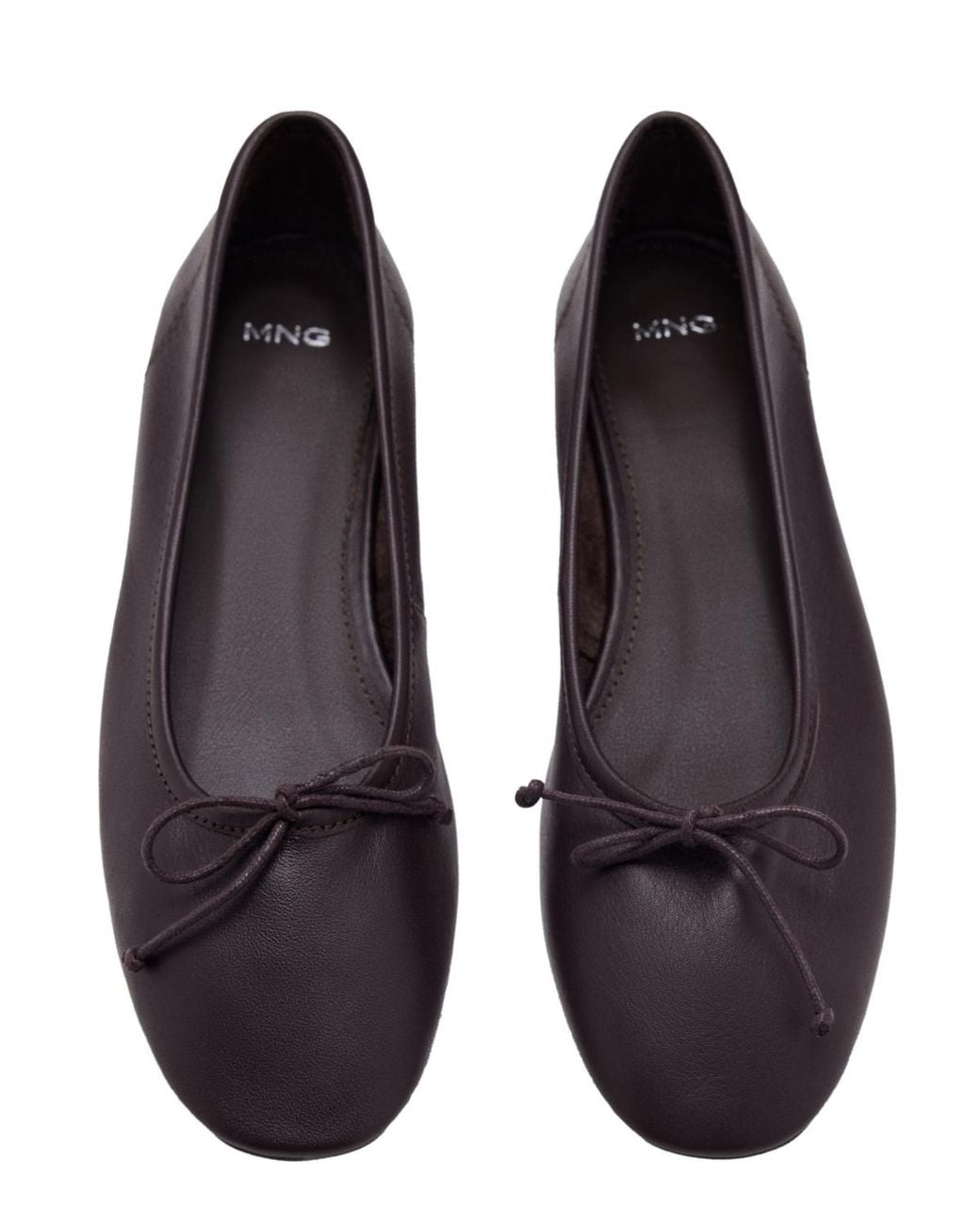 Mango Purple Leather Bow Ballet Flats