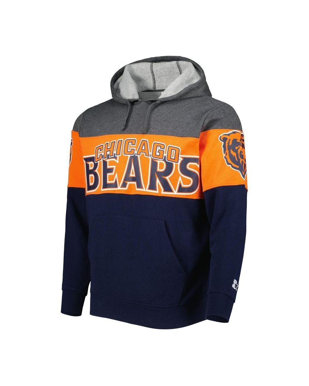 Men's Chicago Bears Starter Navy Big Joe Plaid Full-Zip Hoodie Jacket