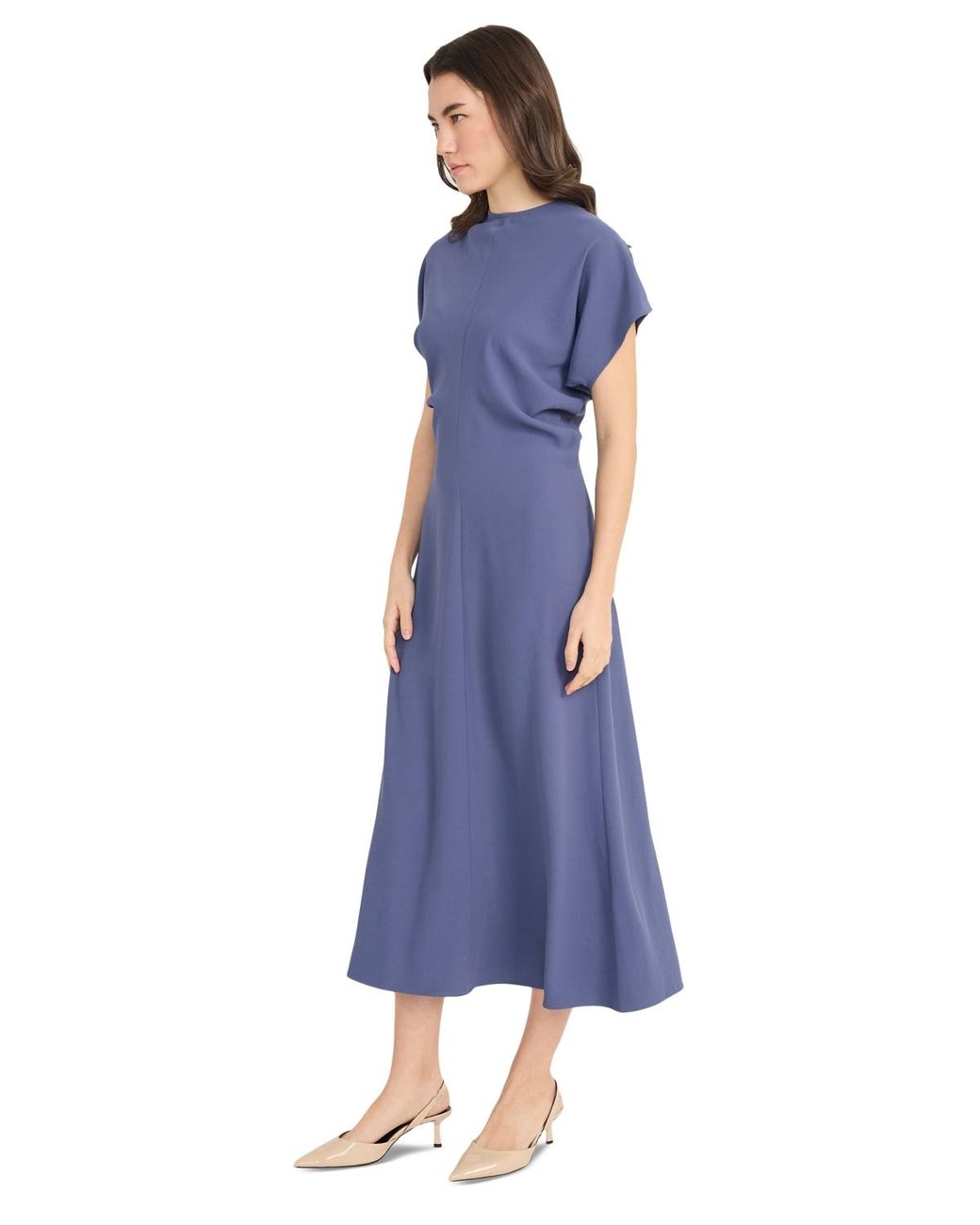 Luxely Draped Dolman-sleeve Midi Dress in Blue | Lyst