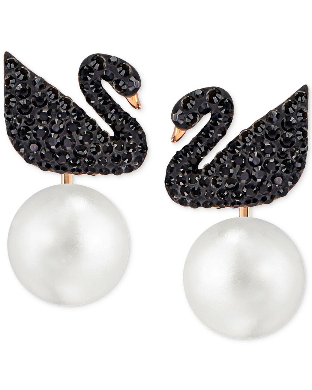 Swarovski Iconic Swan Pierced Earring Jackets in Black Lyst