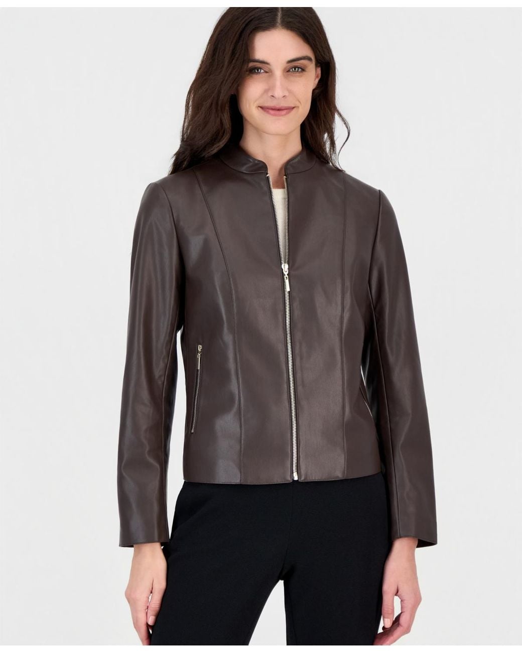 Kasper Gray Moto Zip-up Jacket