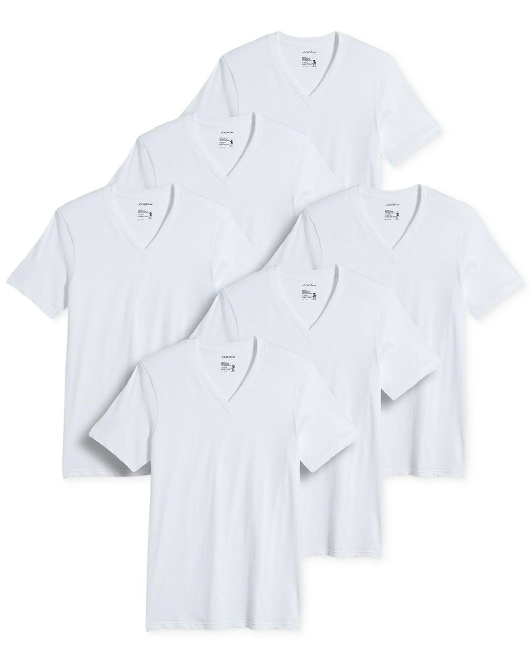 Jockey 6pk. Classic Cotton Vneck Tshirts in White for Men Lyst