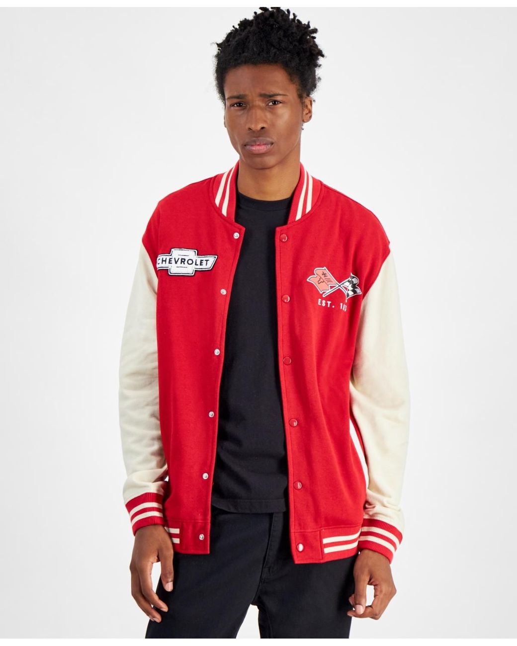 Hybrid Chevrolet Corvette Racing Colorblocked Fleece Varsity Bomber Jacket in Red for Men Lyst