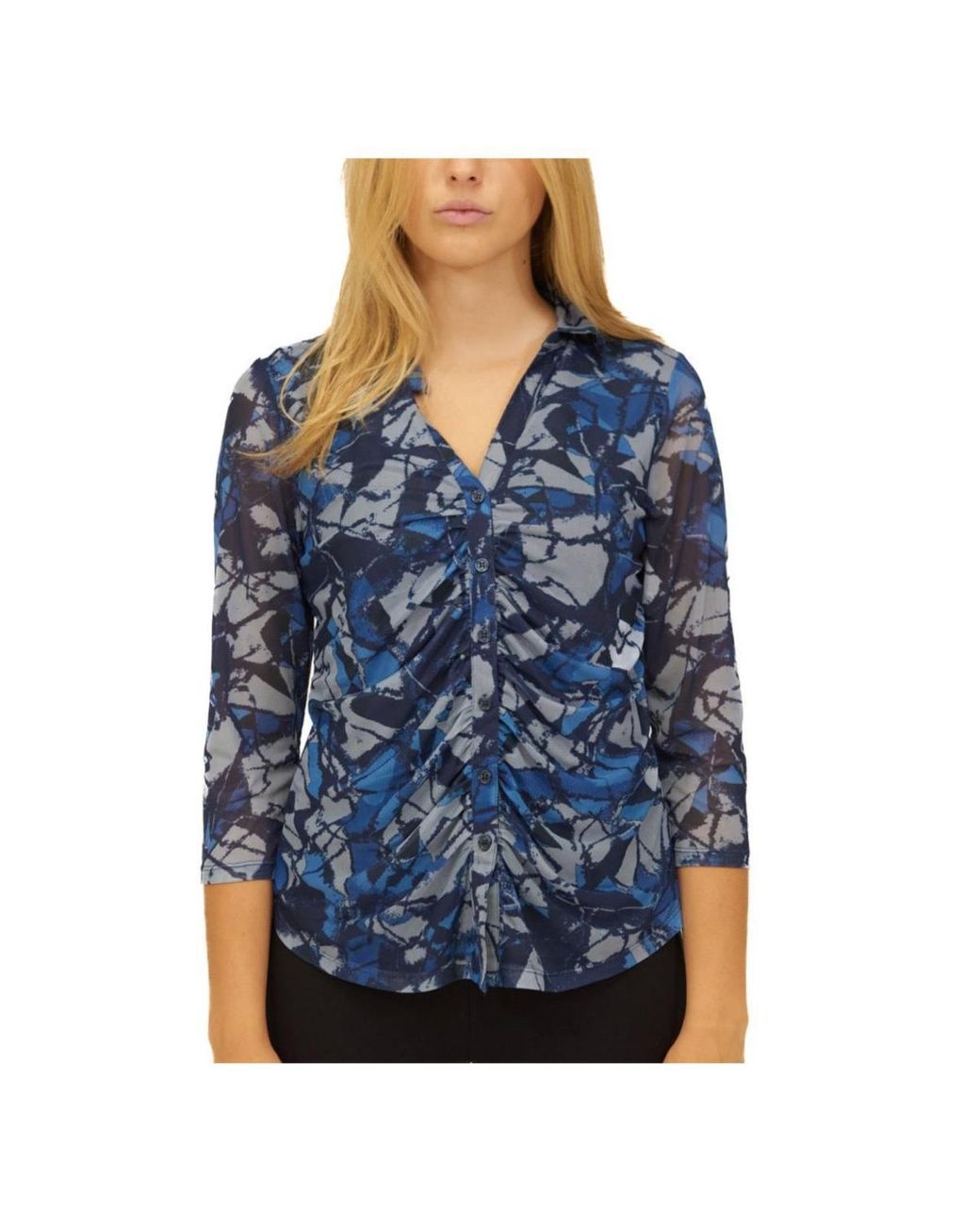 Cable & Gauge Printed Mesh Buttonup Shirt in Blue Lyst