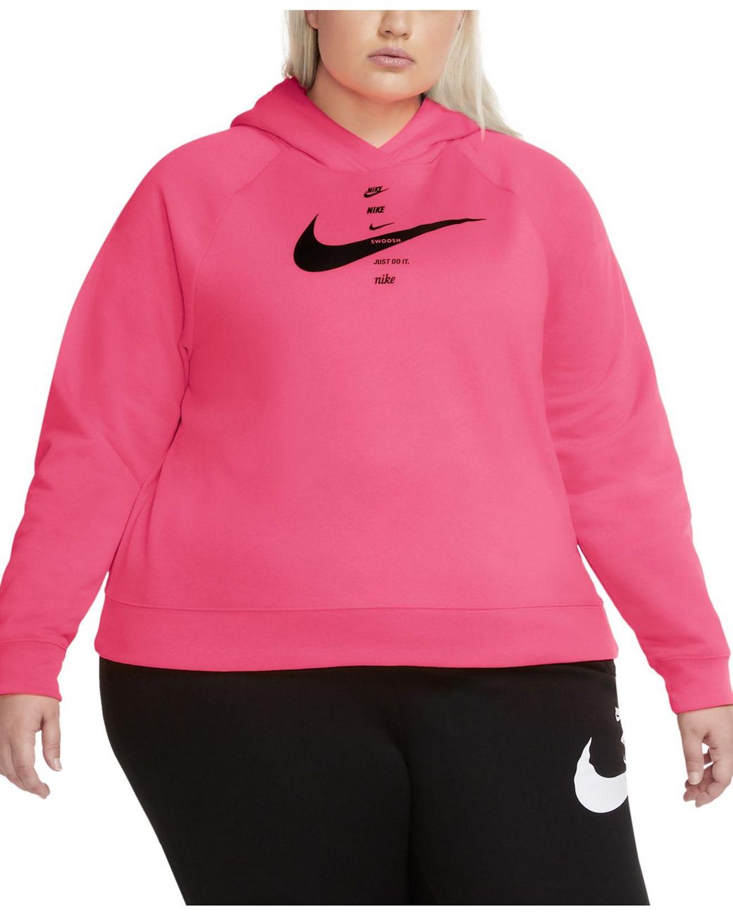 Pink nike sales hoodie plus size