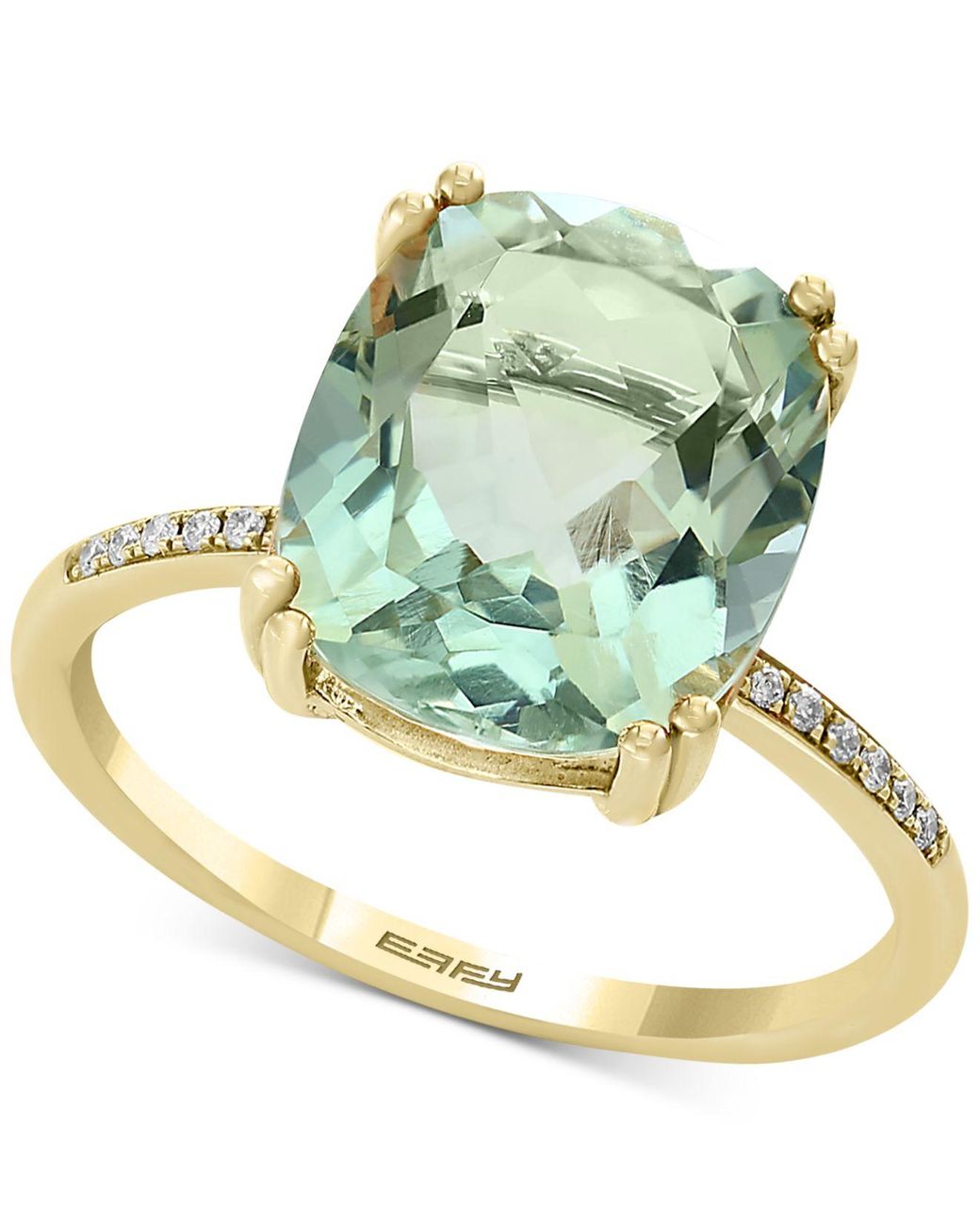 green quartz and diamond ring