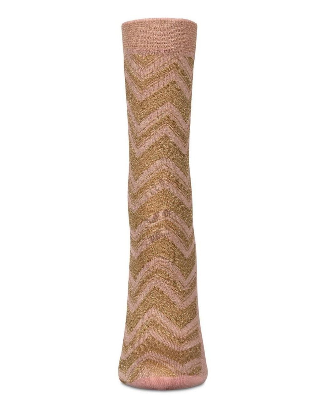 Memoi Natural Shimmer Chevron Crew Socks