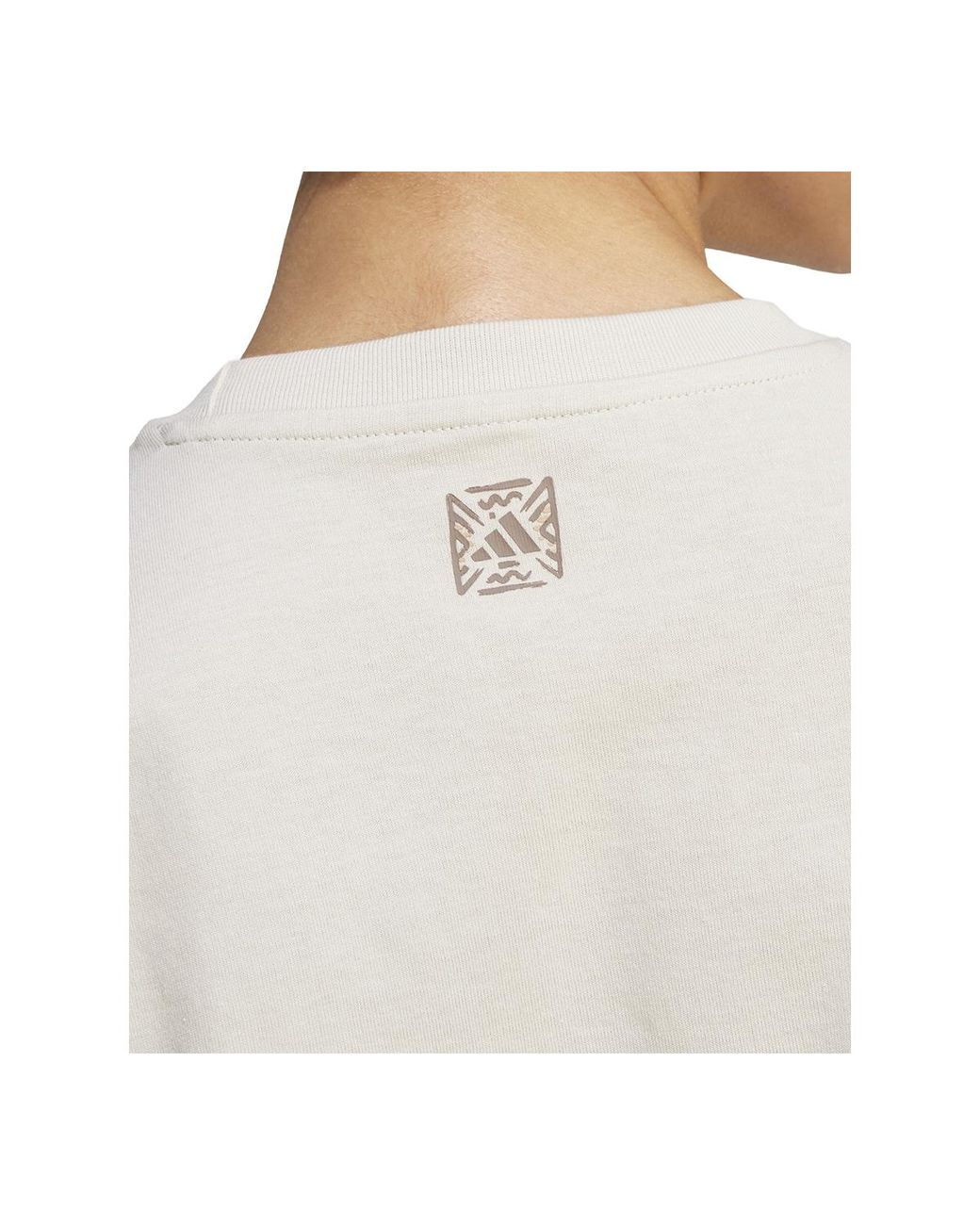 Adidas Natural Cotton Animal-print Logo Crewneck T-shirt