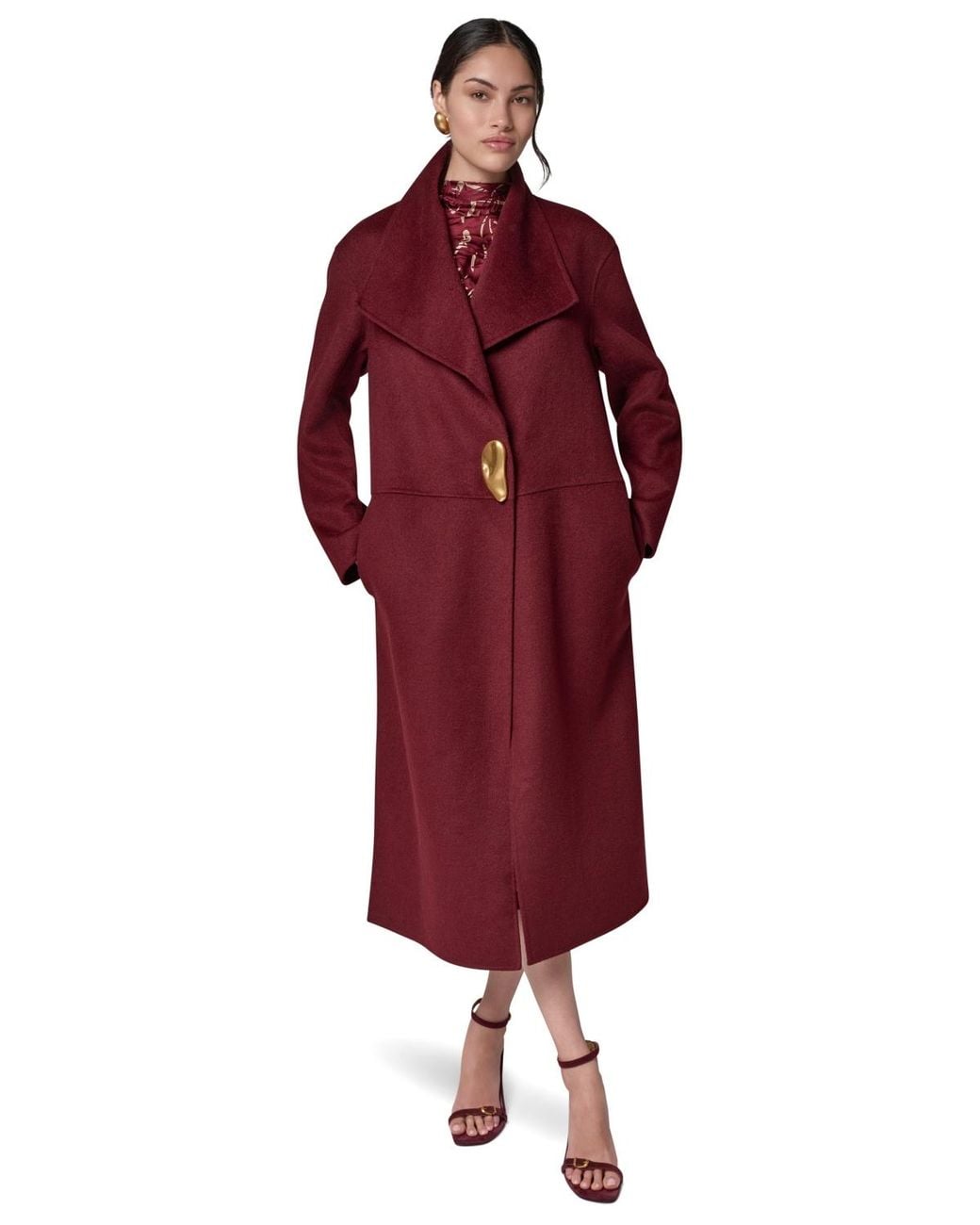 Donna Karan Red Wool-blend Oversized Coat