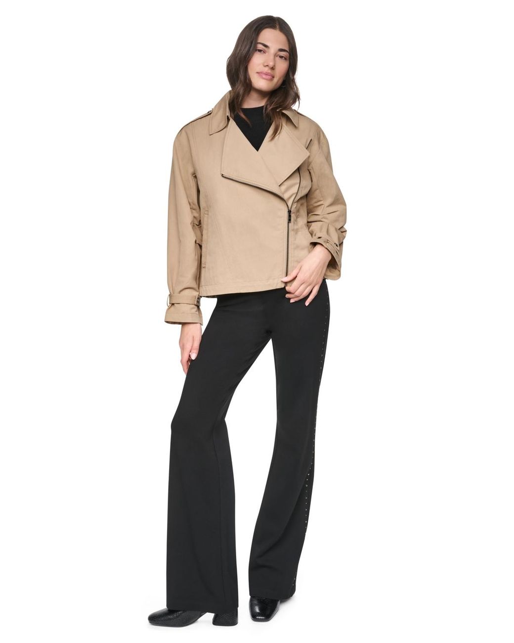 DKNY Natural Collared Zip-front Utility Jacket