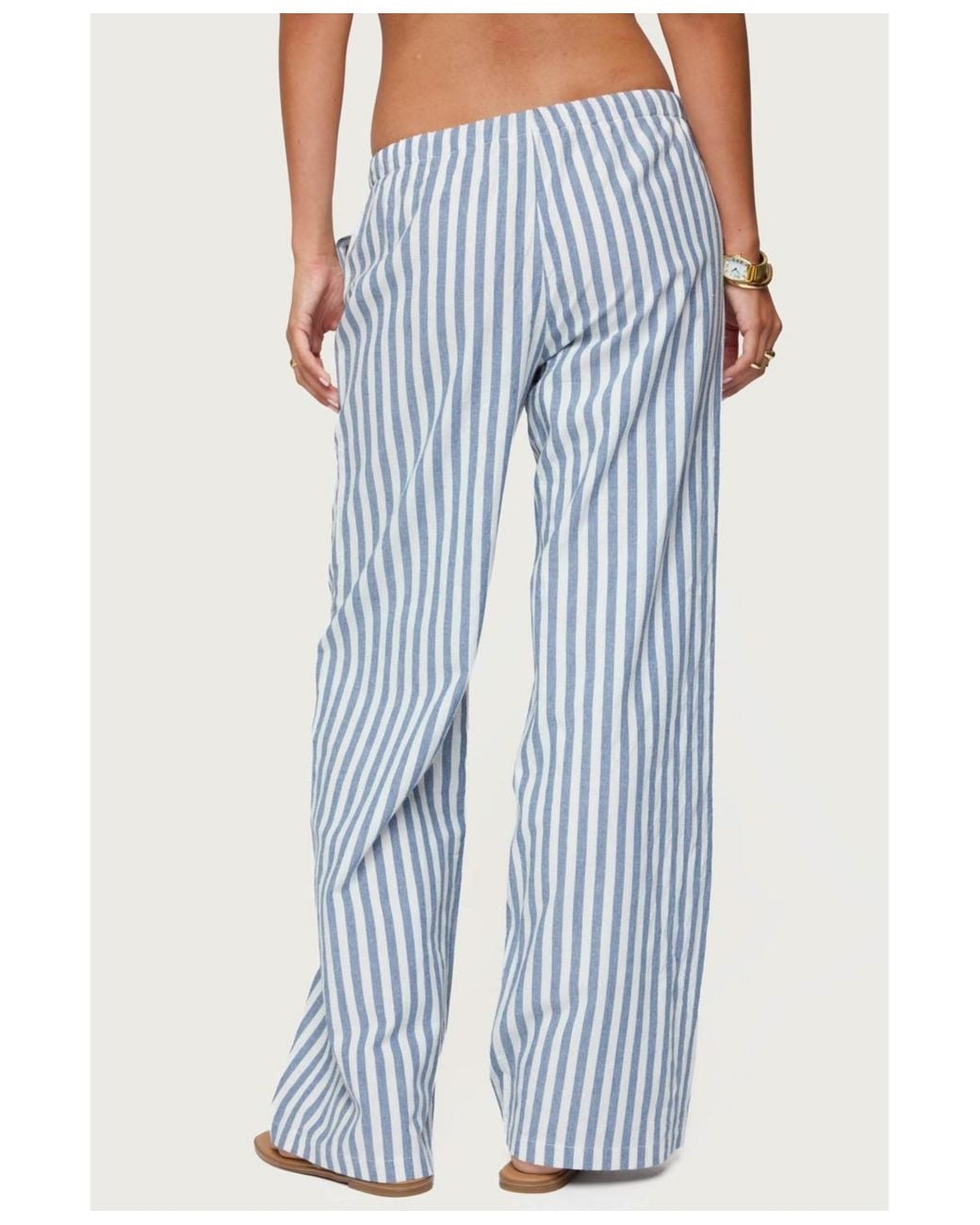 Edikted Blue Macey Striped Pants