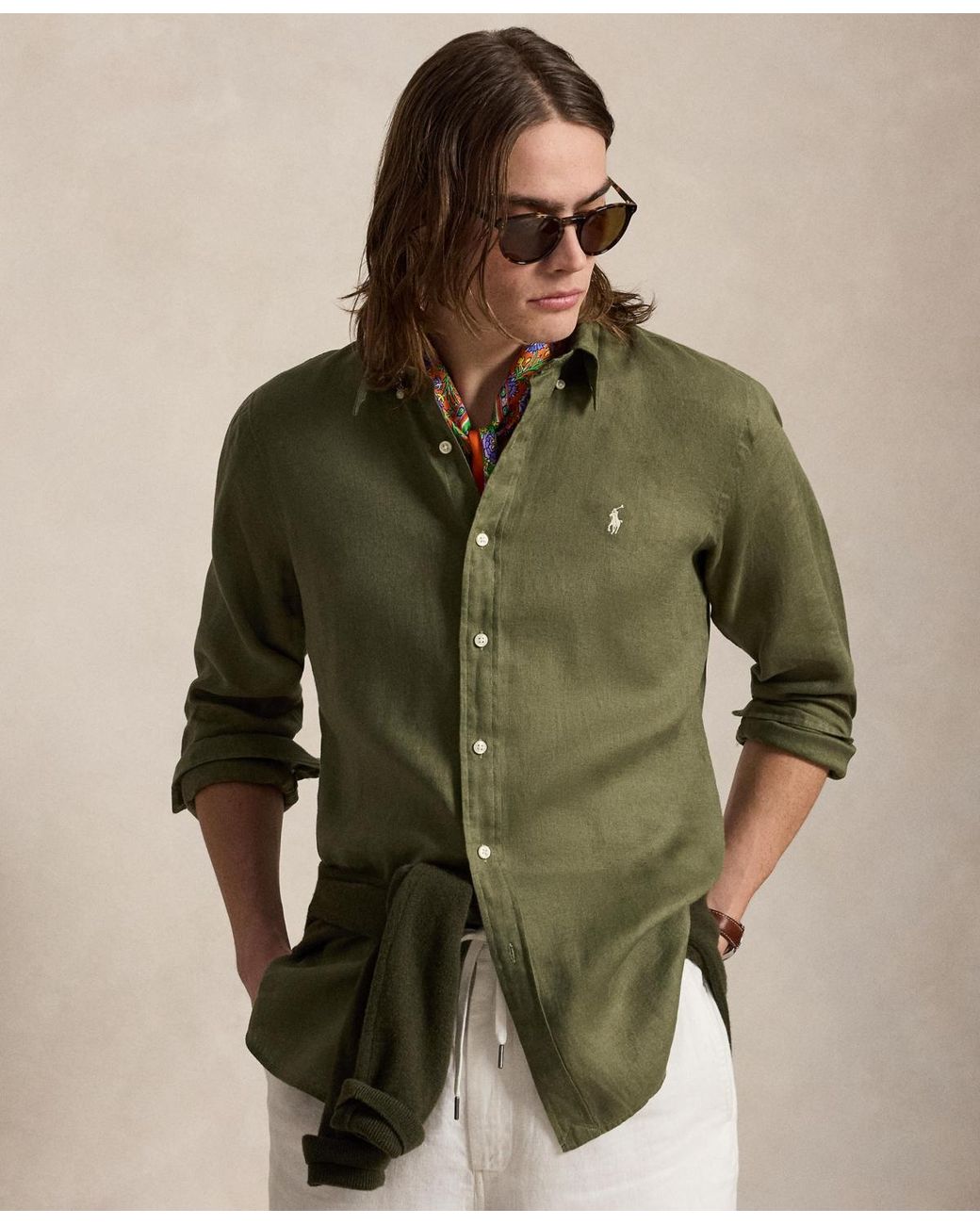 Polo Ralph Lauren Classic Fit Linen Shirt in Green for Men | Lyst