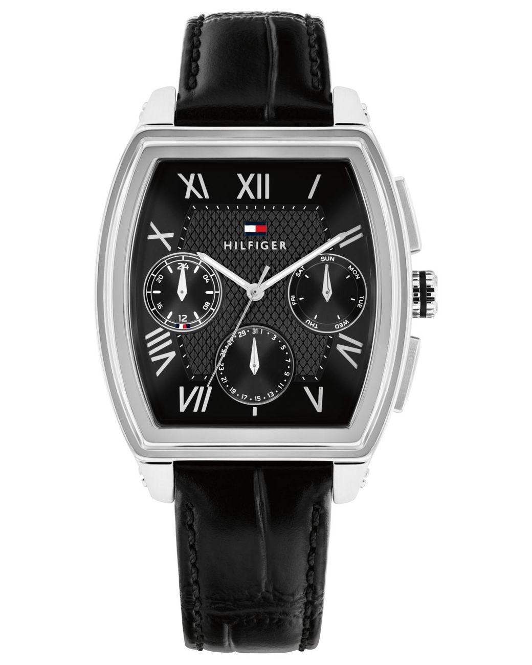 Tommy Hilfiger Black Multifunction Leather Strap Watch for men