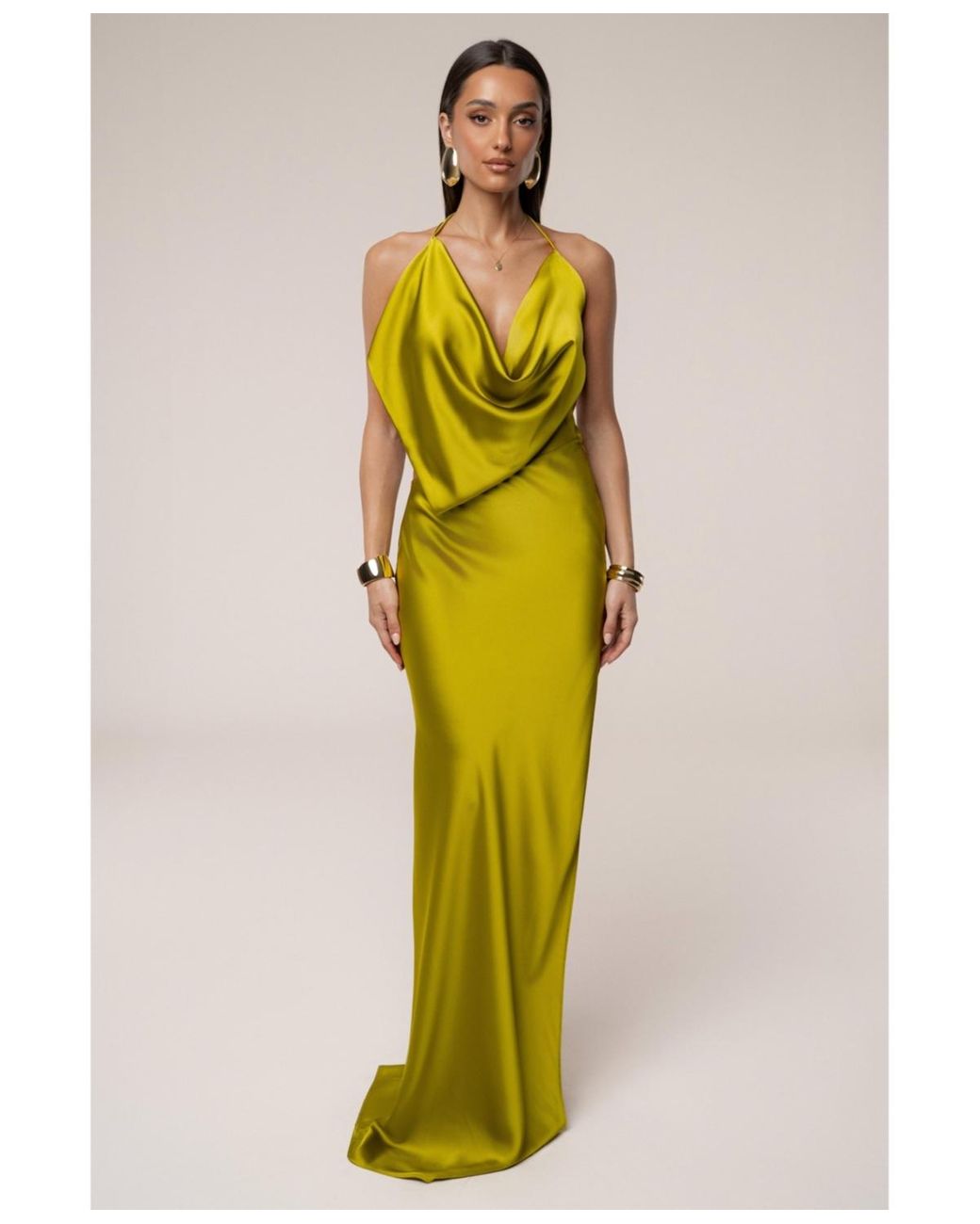 JLUXLABEL Delmara Cowl Maxi Dress in Yellow | Lyst