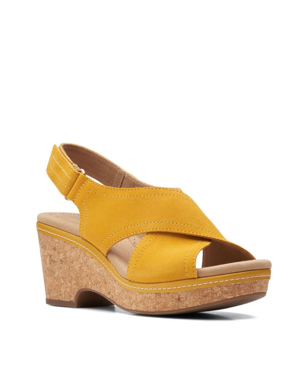 Clarks Suede Collection Giselle Cove Sandals in Golden Yellow Suede ...