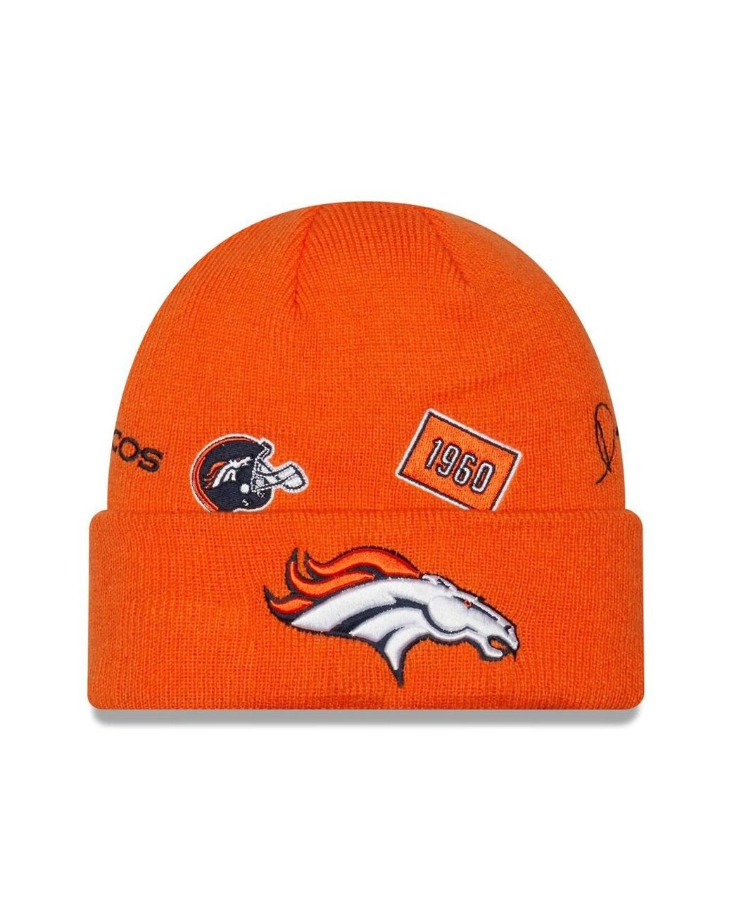 Denver Broncos New Era 2022 Sideline Cuffed Pom Knit Hat - Black/