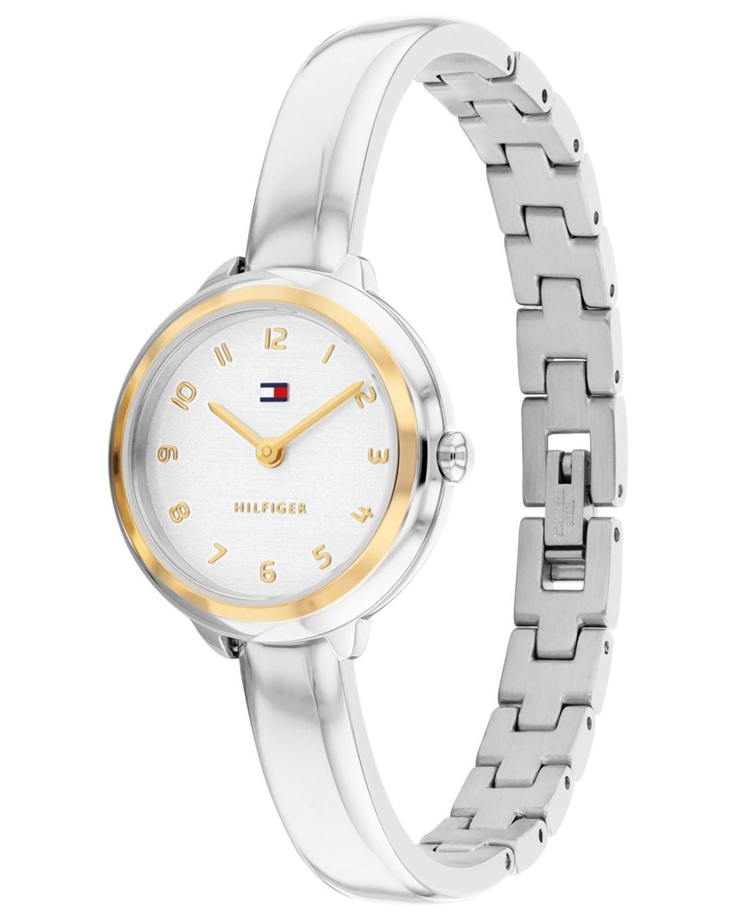Tommy Hilfiger White Quartz Stainless Steel Bangle Bracelet Watch