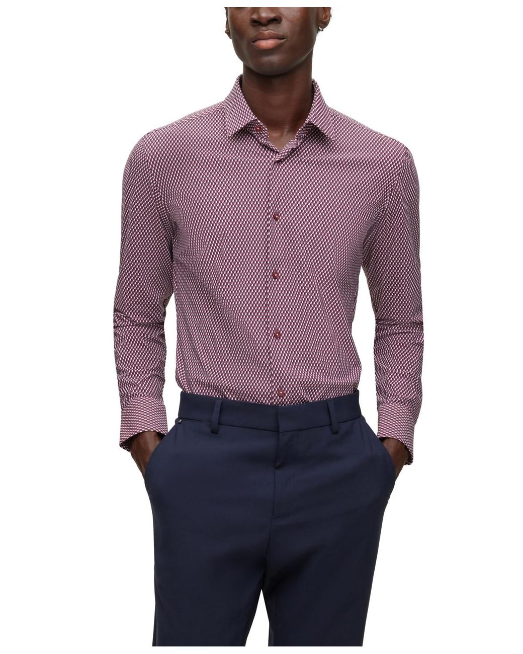 BOSS by HUGO BOSS Boss By Performance Slim-fit Shirt in Purple for Men |  Lyst