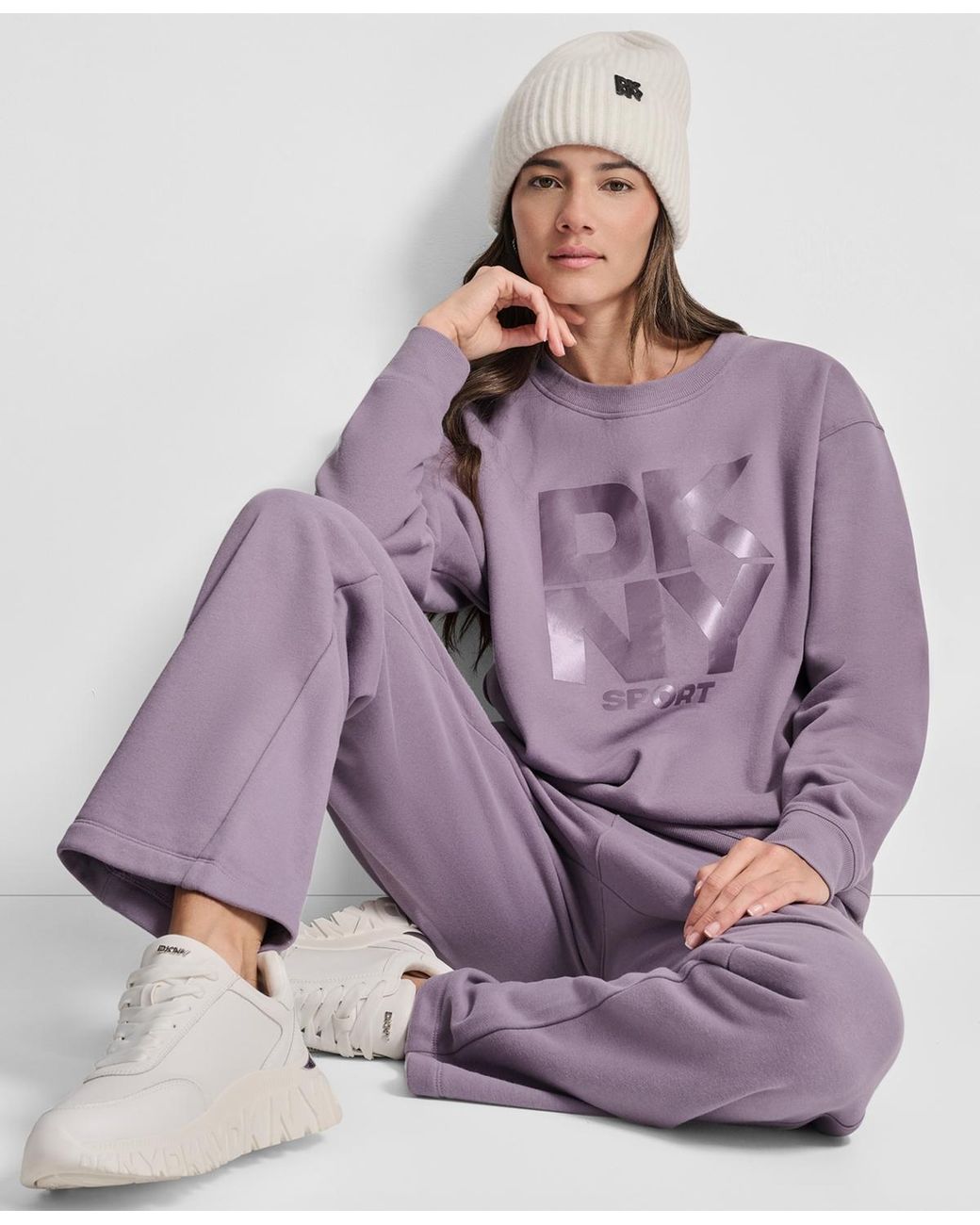 DKNY Sport Pantalón Deportivo Forro Polar Con Rayas Metálicas Y Piedras | Mujer
