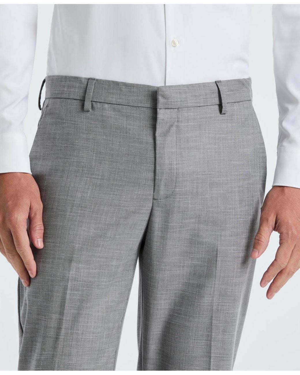 Perry Ellis White Modern-fit Stretch Solid Resolution Pants for men