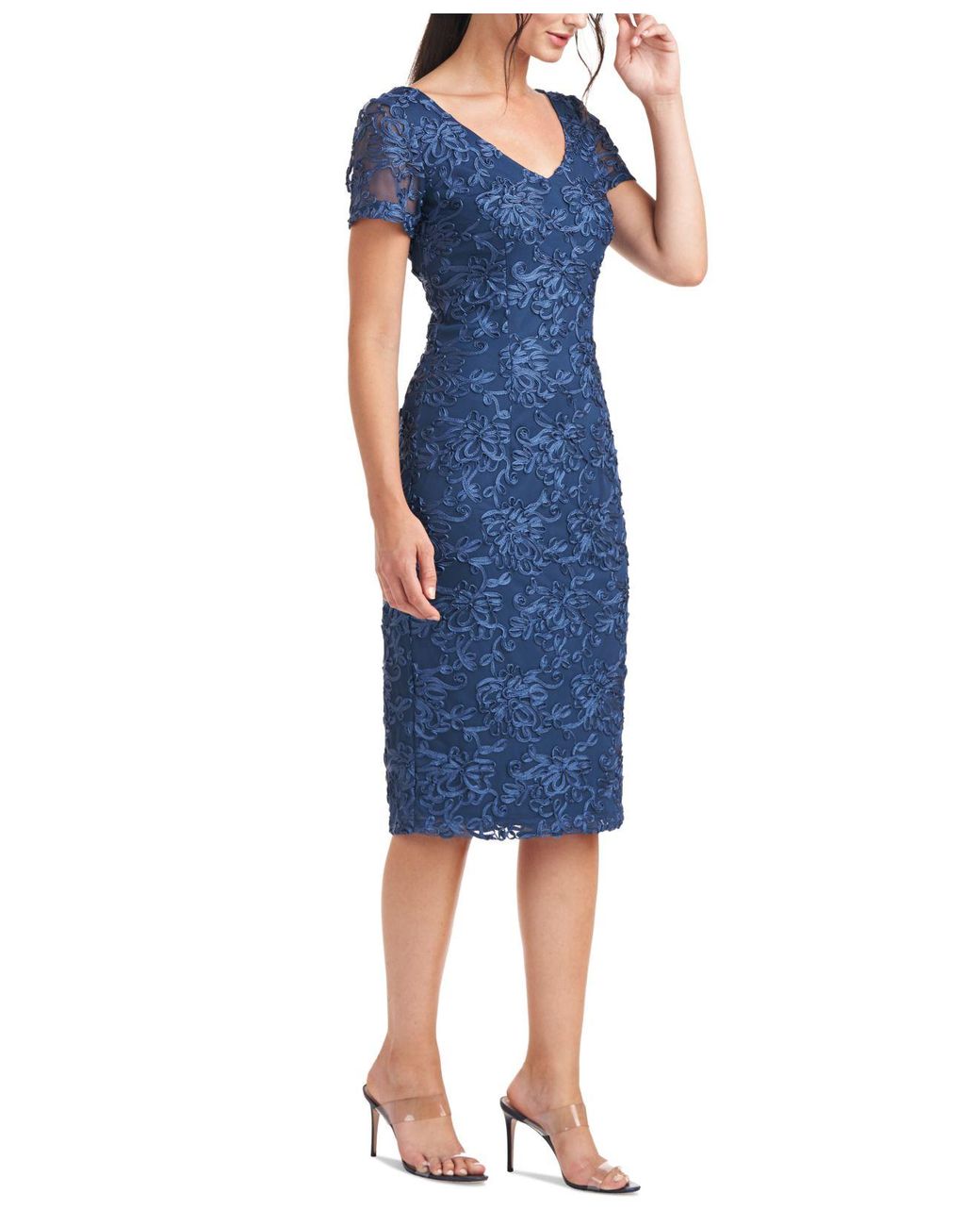 Synthetic Soutache Mesh Sheath Dress 