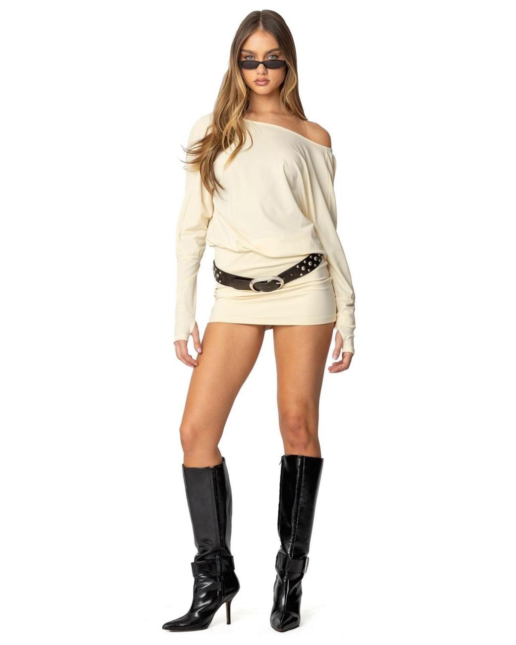 Edikted Venice Open Back Mini Dress in Natural | Lyst