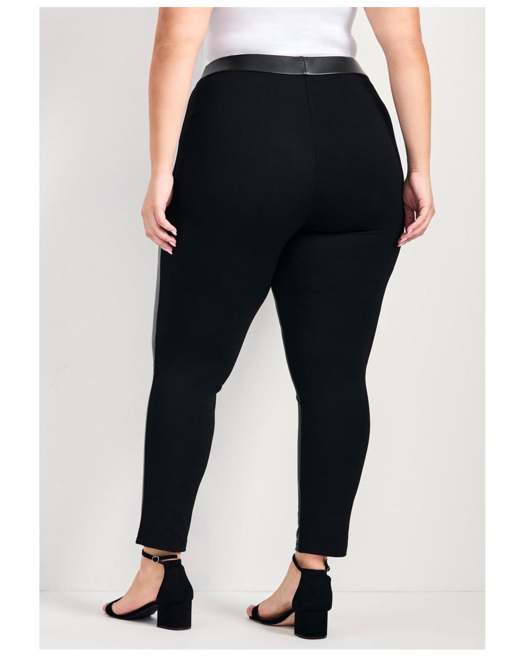 Avenue Black Leather & Ponte Pant