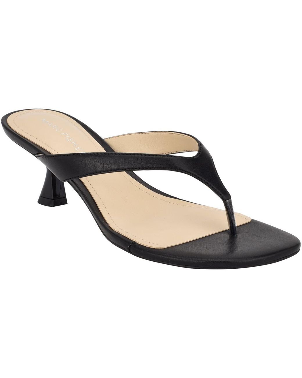 Marc Fisher Wylda Kitten-heel Thong Sandals in Black - Lyst