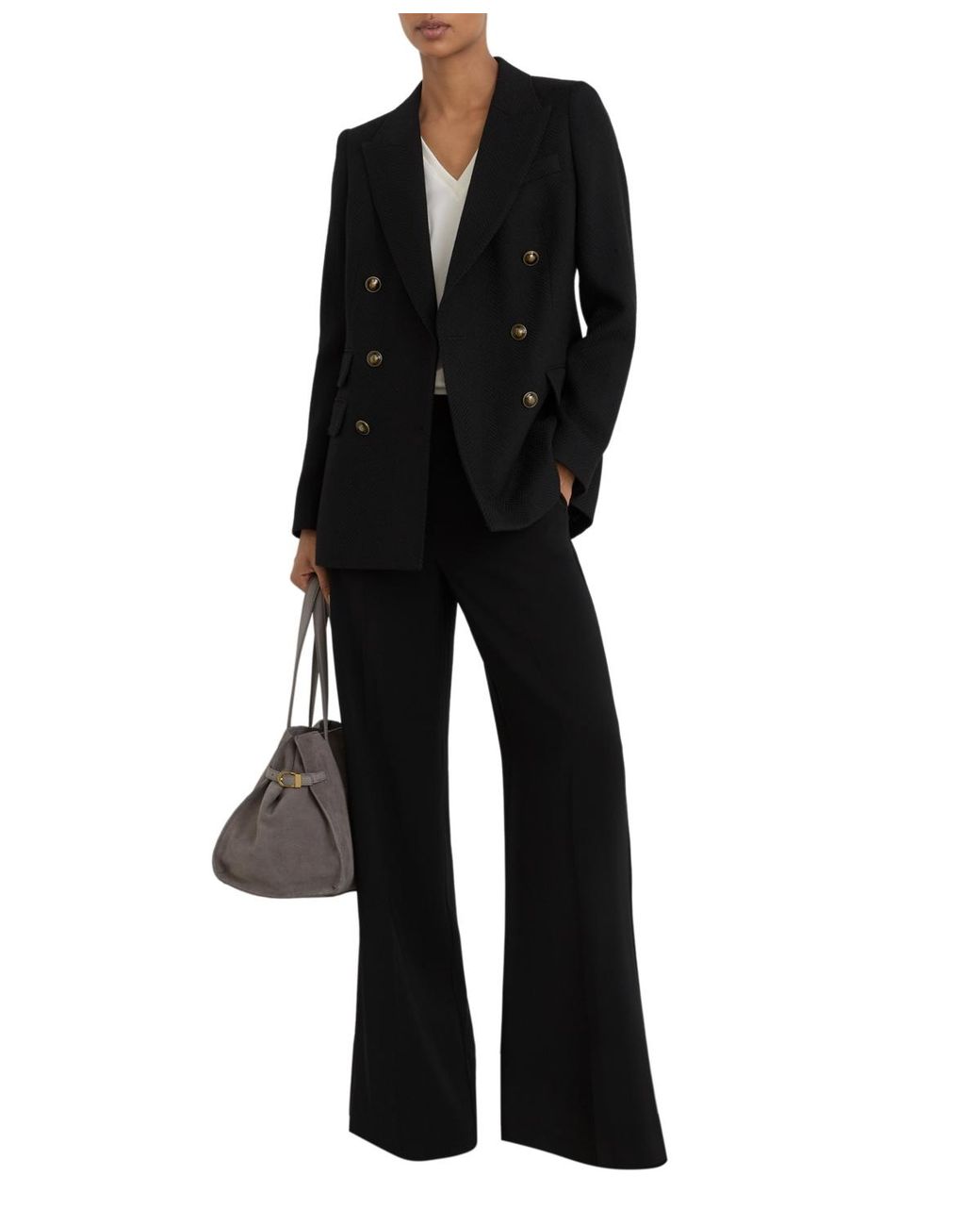 Reiss Black Herringbone Double-breasted Blazer