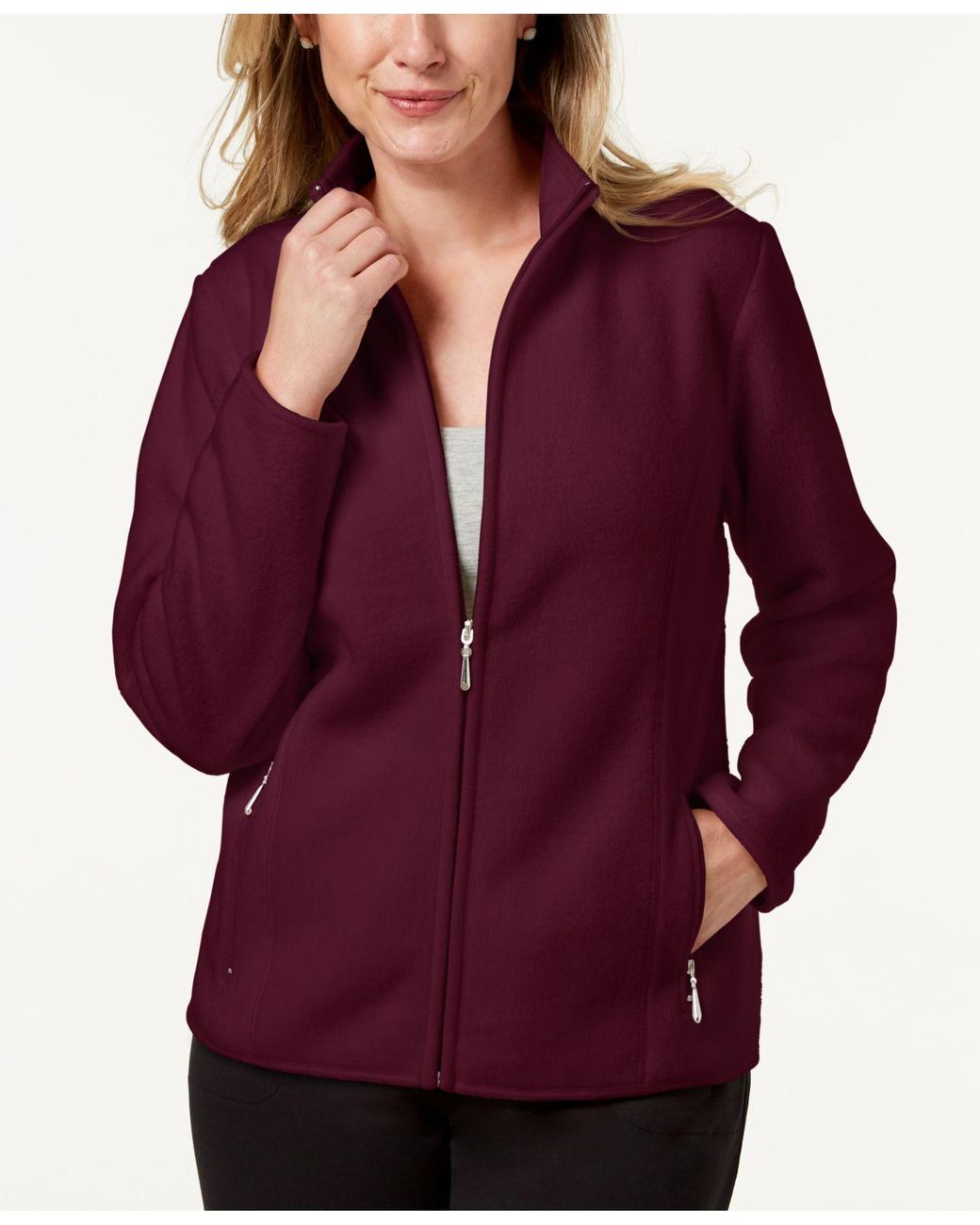 Karen Scott Petite Zeroproof Fleece Jacket, Created For Macy