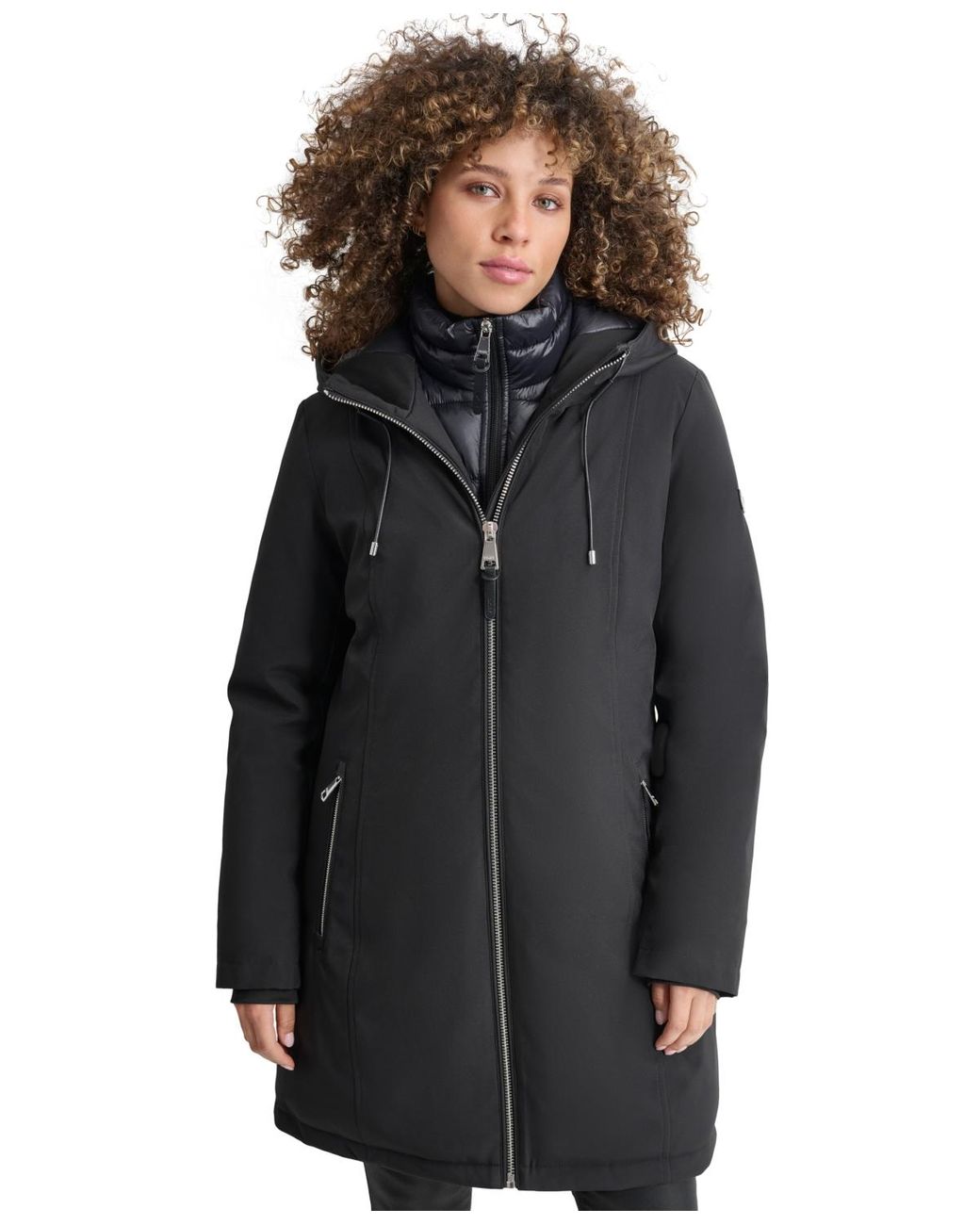 Dkny black womens coat discount