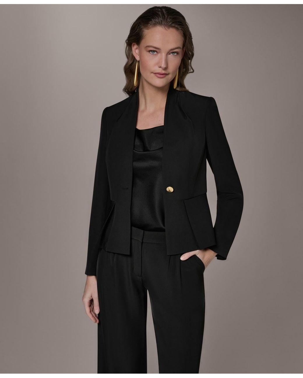 Donna Karan Black One Button Blazer Jacket