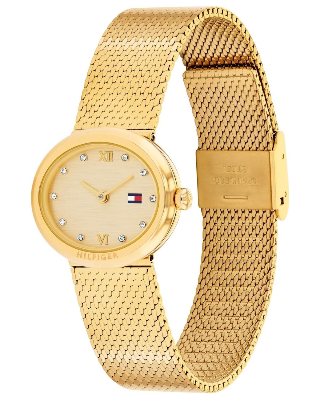 Tommy Hilfiger Metallic Quartz Tone Stainless Steel Mesh Bracelet Watch